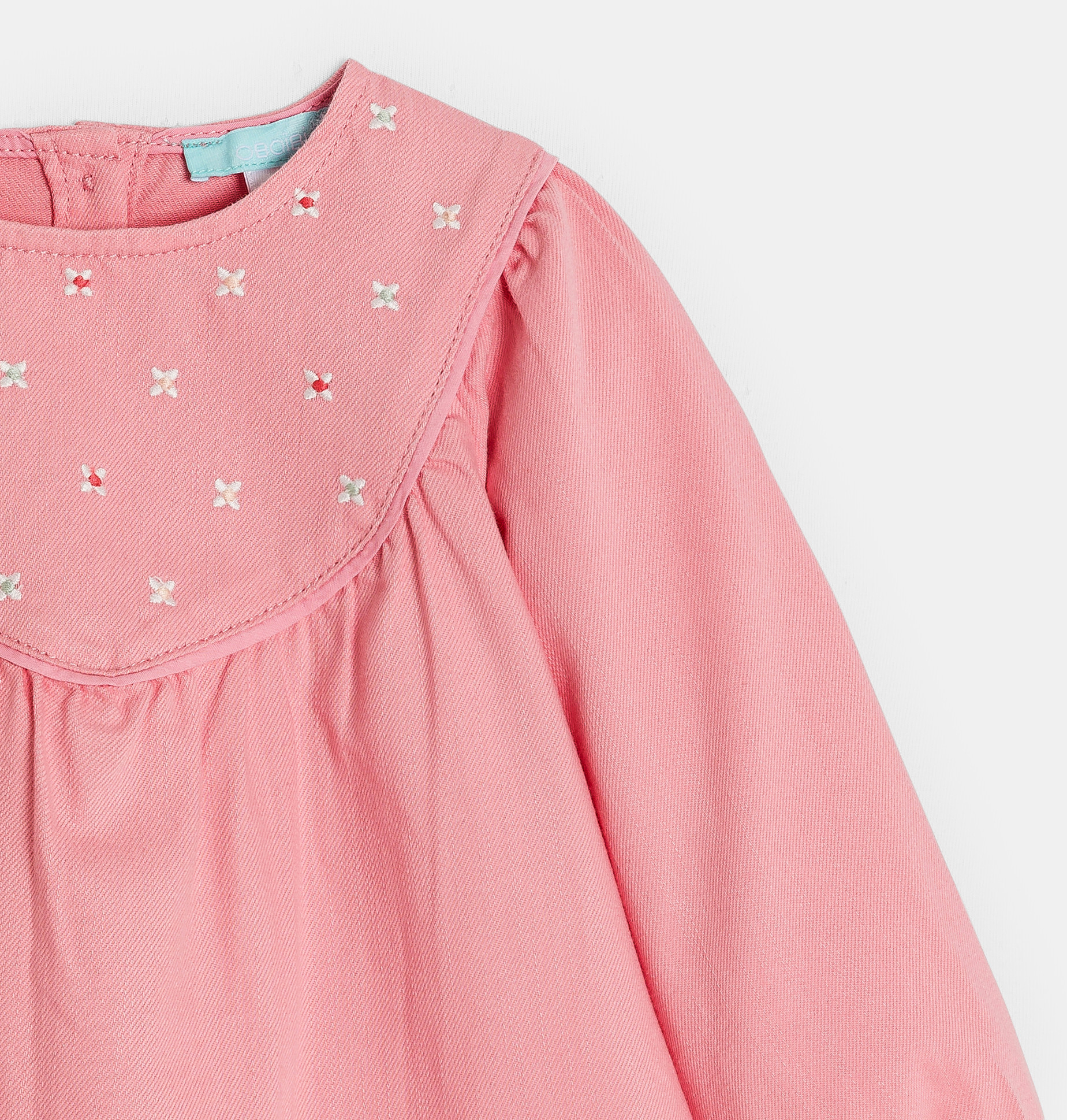 Bluse Baumwolltwill Blumen rosa Kleinkind Mädchen 2