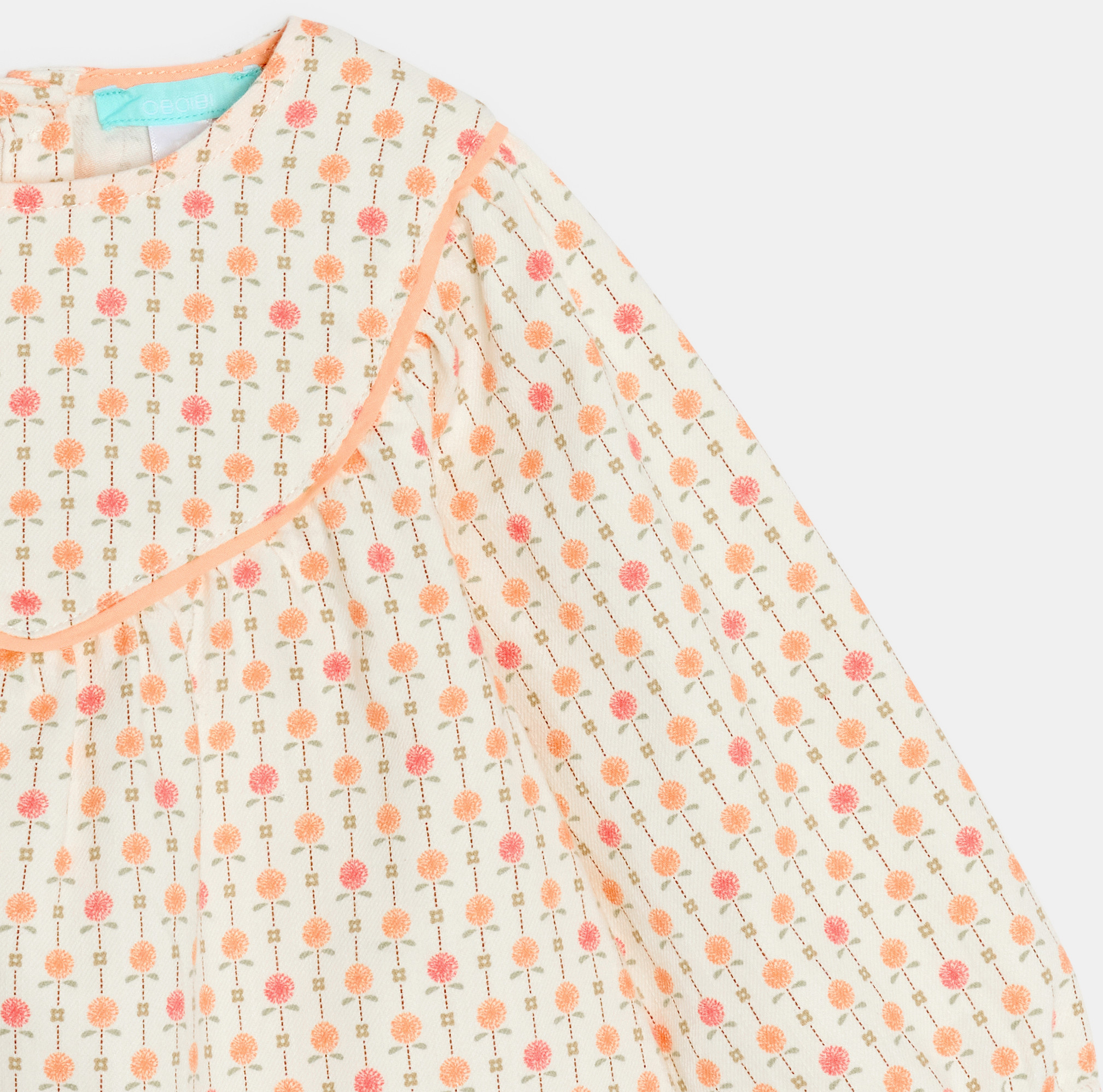 Bluse Baumwolltwill Blumen weiß Kleinkind Mädchen 2