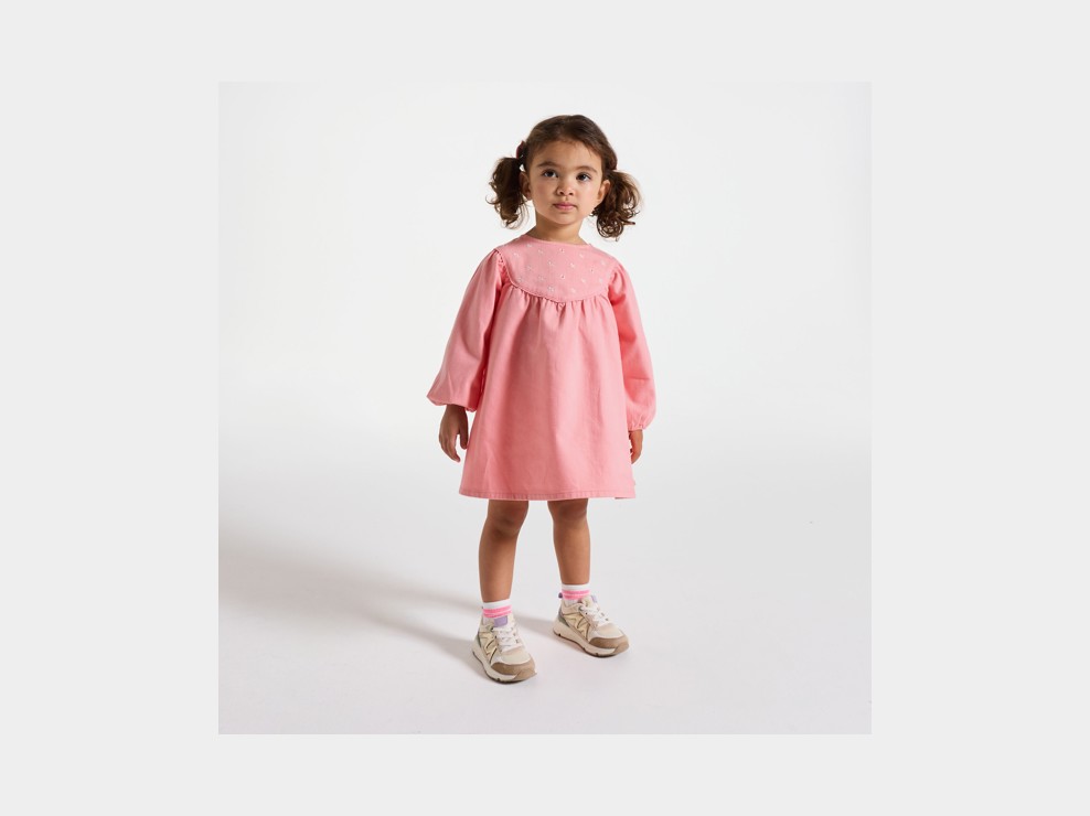Blouse twill de coton fleurs rose bébé fille 1