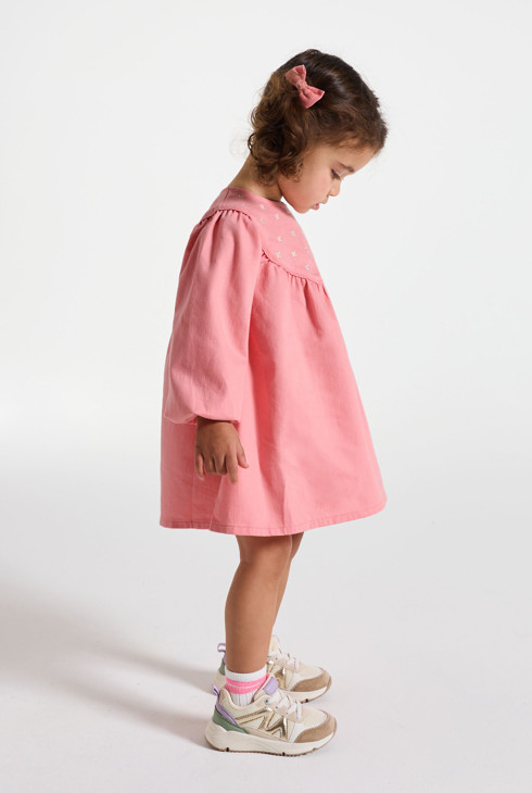 Blouse twill de coton fleurs rose bébé fille 2