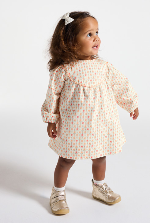 Blouse twill de coton fleurs blanc bébé fille 1