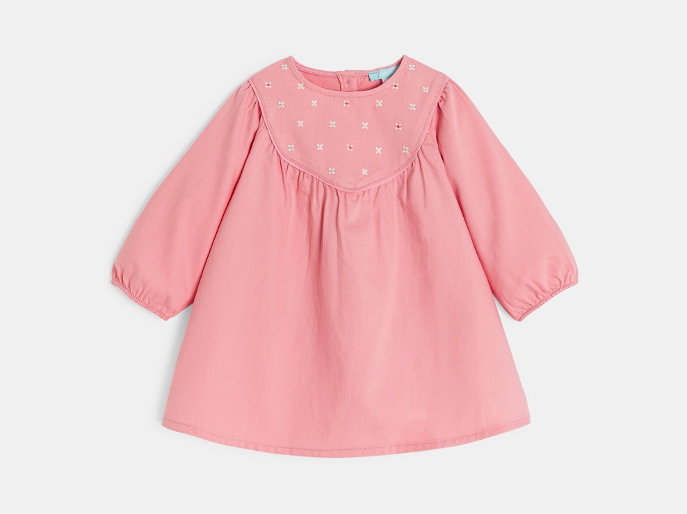 Blouse twill de coton fleurs rose bébé fille 2