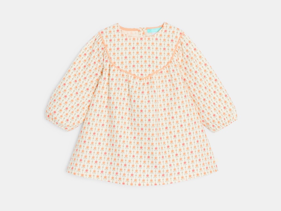 Wit bloesje van katoenen keperstof met bloemen voor babymeisjes 2