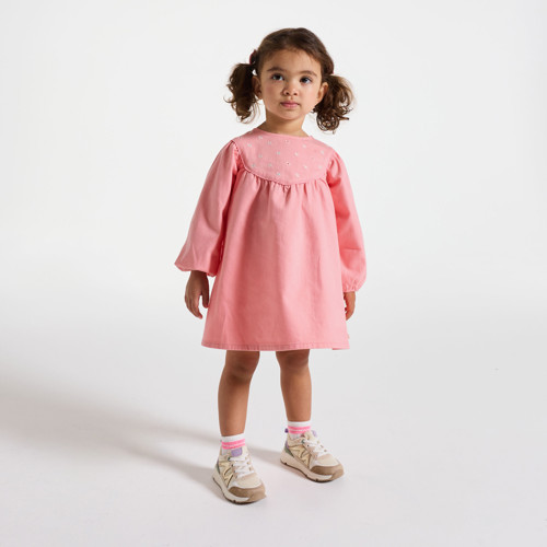 Blouse Twill De Coton Fleurs Rose Bébé Fille - Rose Thé - 6M - OBAIBI