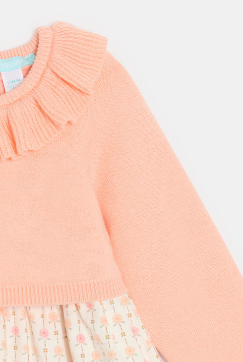 Robe fleuri orange effet 2 en 1 bébé fille