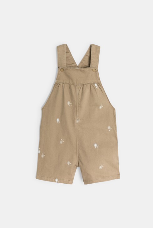 Salopette beige con motivo floreale per neonata 1