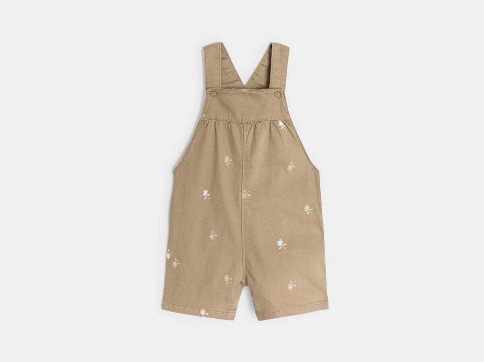 Salopette beige à motif fleur bébé flle 1