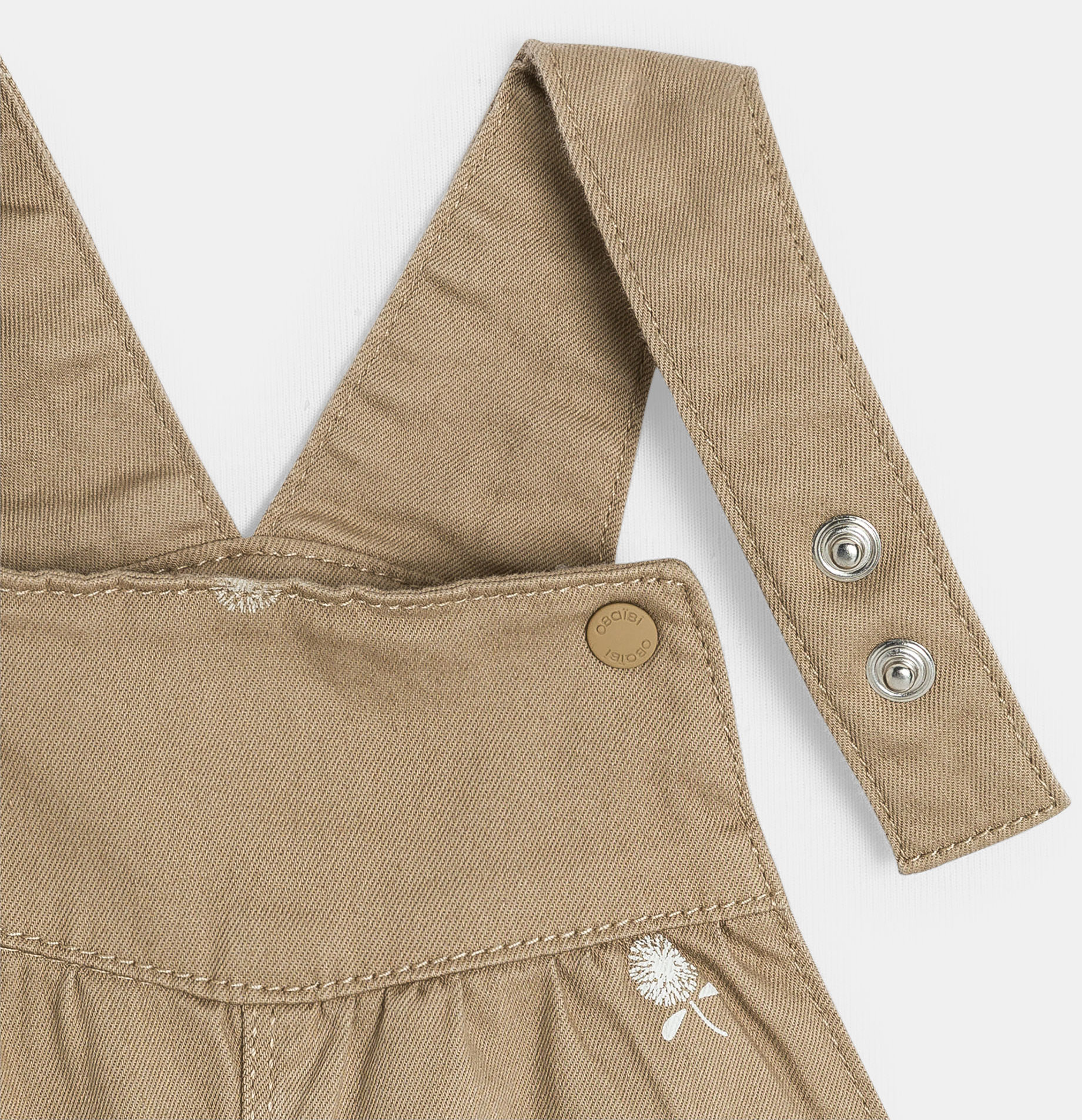 Salopette beige con motivo floreale per neonata 2