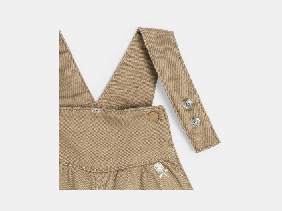 Salopette beige à motif fleur bébé flle 2