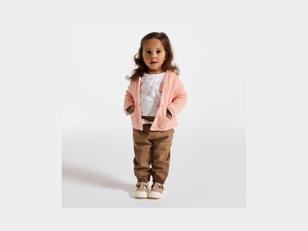 Sudadera con botones reversible beige bebé niña 1