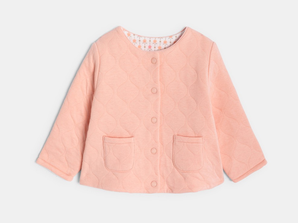 Sweat boutonné réversible beige bébé fille 2