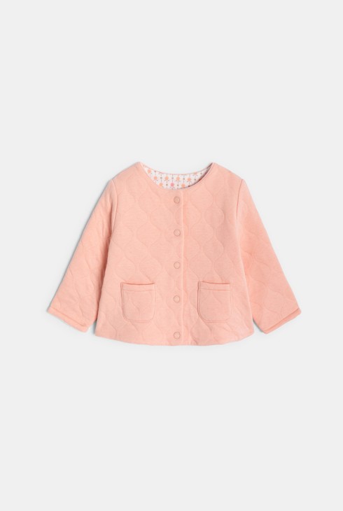 Sweat boutonné réversible beige bébé fille 2