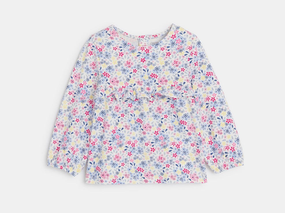 Brusa amb volants amb flors blanc bebè nena 1