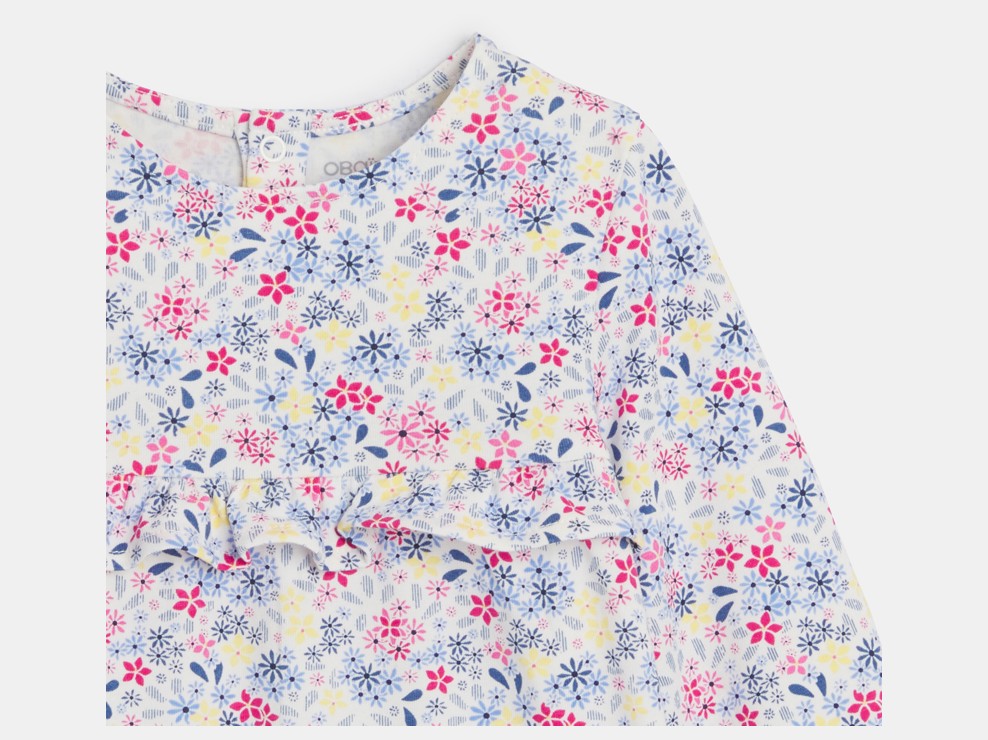 Brusa amb volants amb flors blanc bebè nena 2