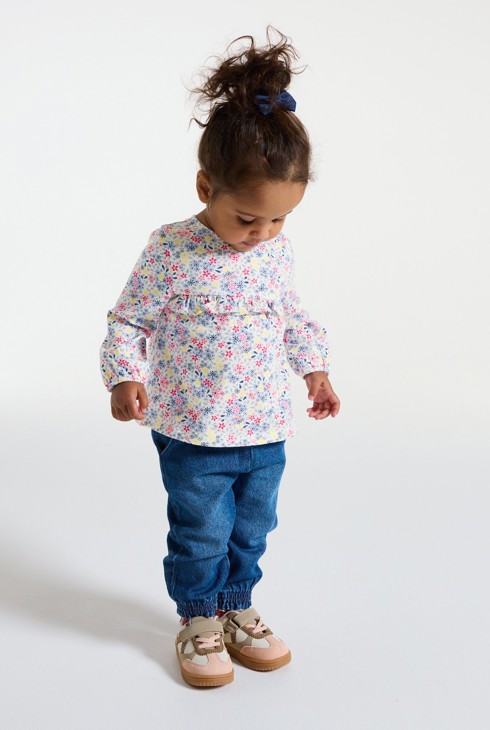 Bluse Volants Blumen weiß Kleinkind Mädchen 1