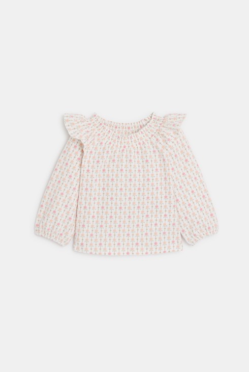Blusa bianca a fiori per neonata 1