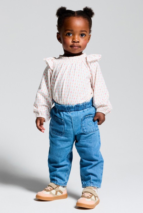 Bluse geblümt weiß Kleinkind Mädchen 1