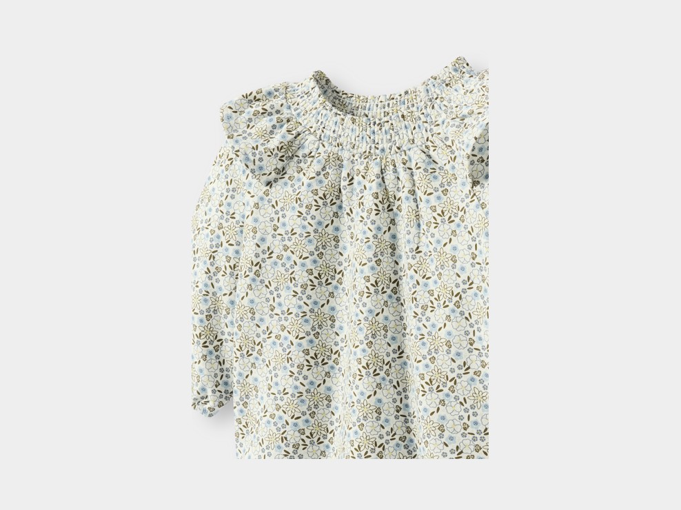 Blouse fleurie vert bébé fille 2