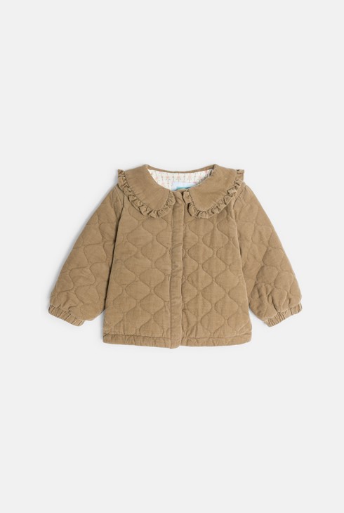 Beige Jacke aus Samt mit Bubikragen Kleinkind Mädchen 1