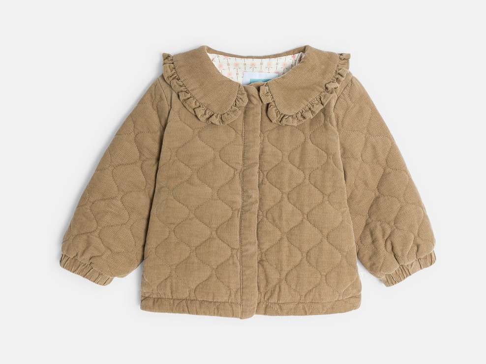 Beigefarbene Jacke aus Velours mit Claudine-Kragen, Baby, Mädchen 1