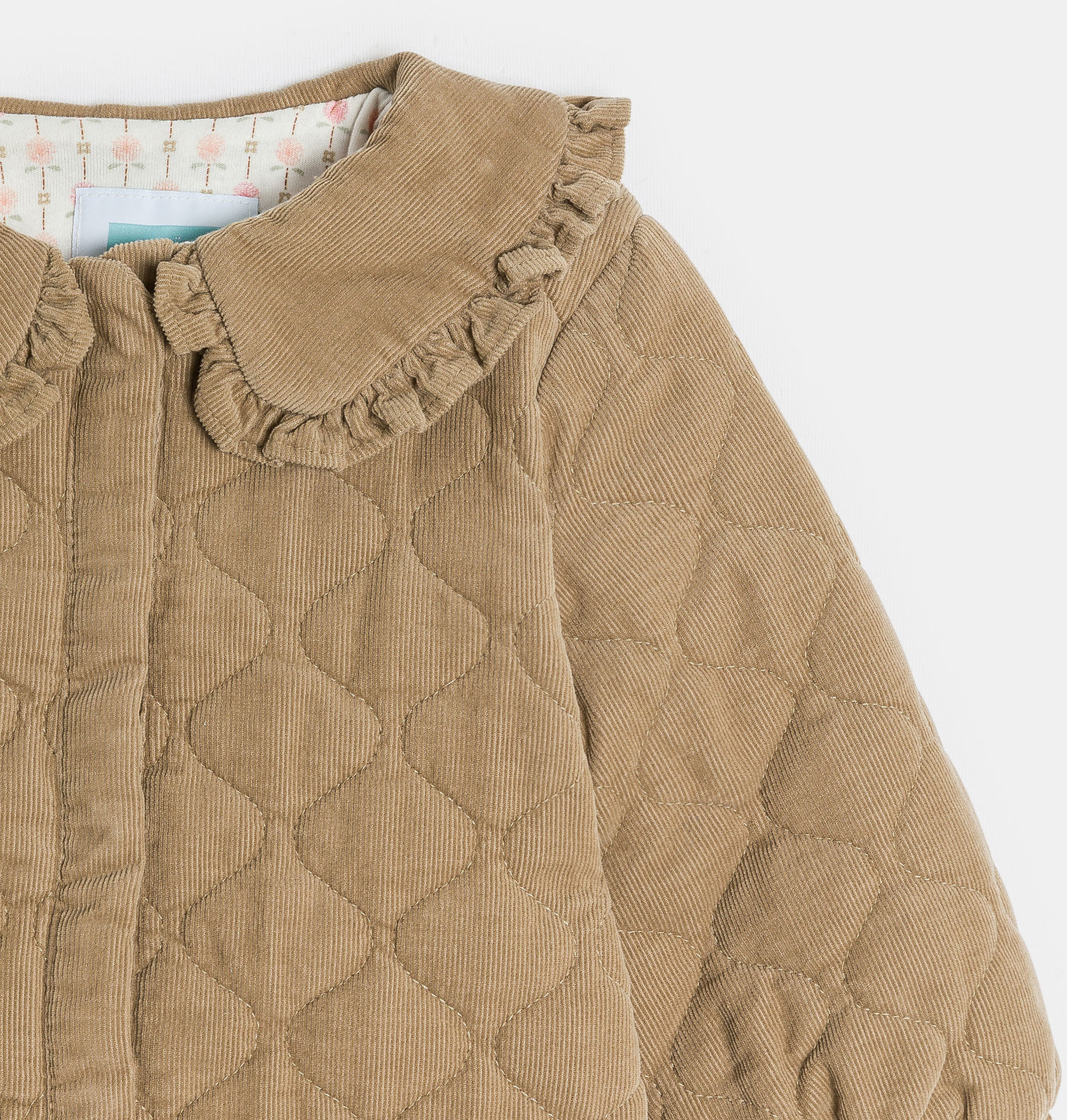 Beige Jacke aus Samt mit Bubikragen Kleinkind Mädchen 2