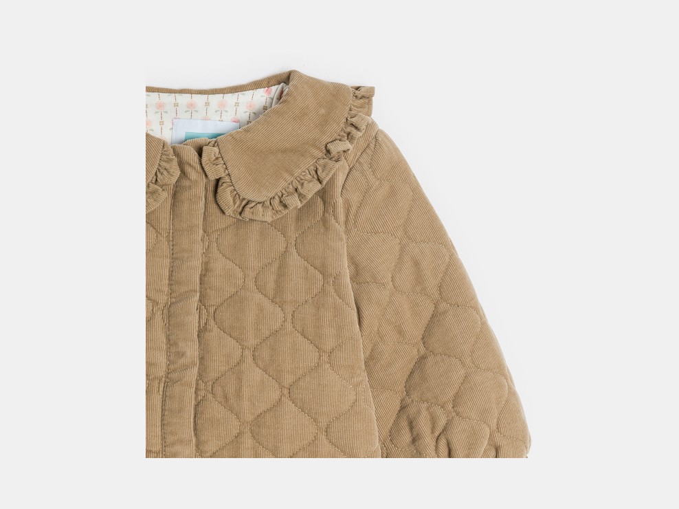 Beigefarbene Jacke aus Velours mit Claudine-Kragen, Baby, Mädchen 2