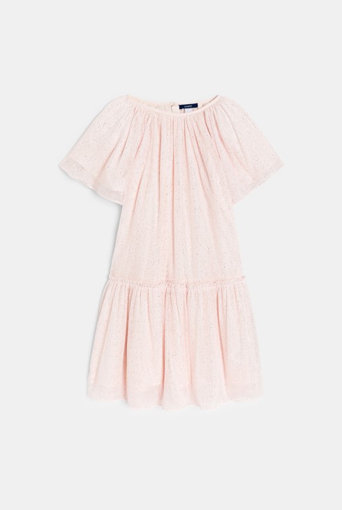Robe fantaisie à paillettes rose clair fille 1