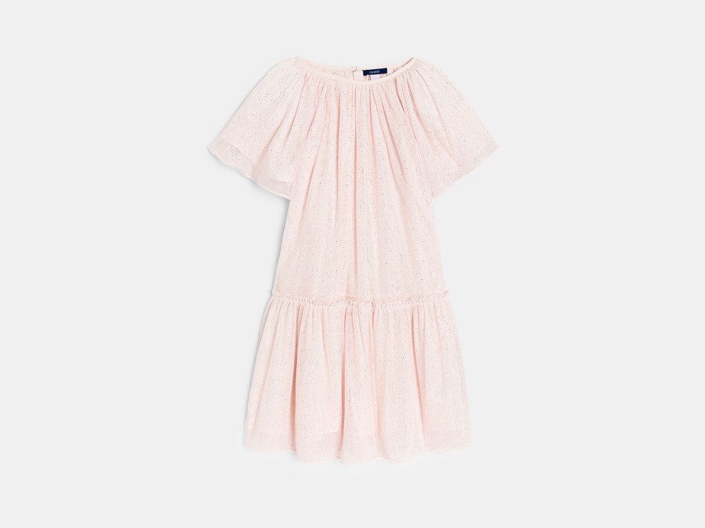 Robe fantaisie à paillettes rose clair fille 1