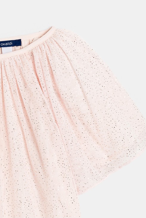 Robe fantaisie à paillettes rose clair fille