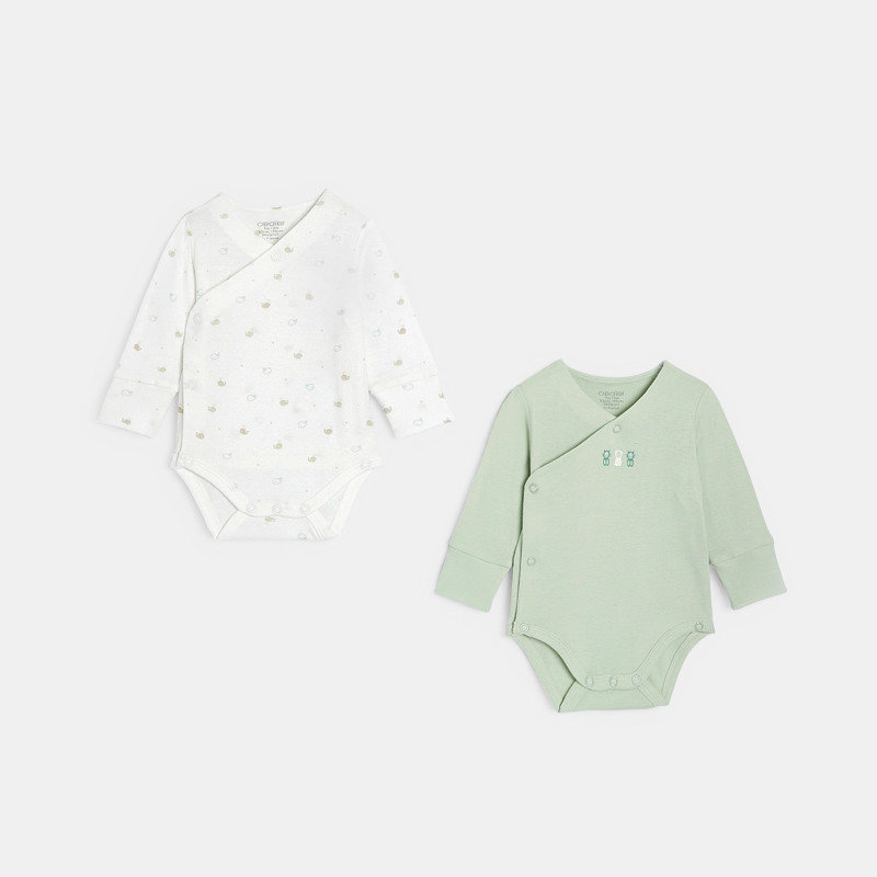 Grüner mitwachsender Wickelbody Kleinkind Mädchen Junge (2er-Pack)