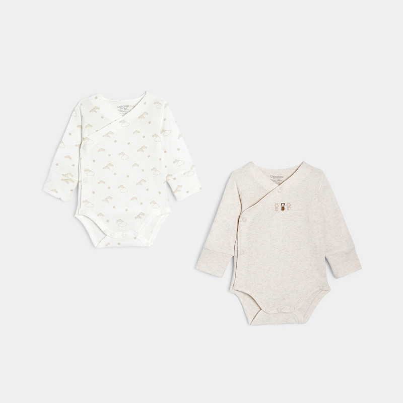 Beiger mitwachsender Wickelbody Kleinkind Mädchen Junge (2er-Pack)