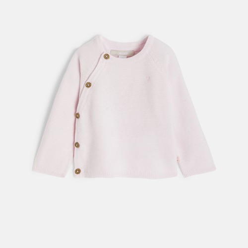 Cardigan fille rose coupe classique en coton mélangé