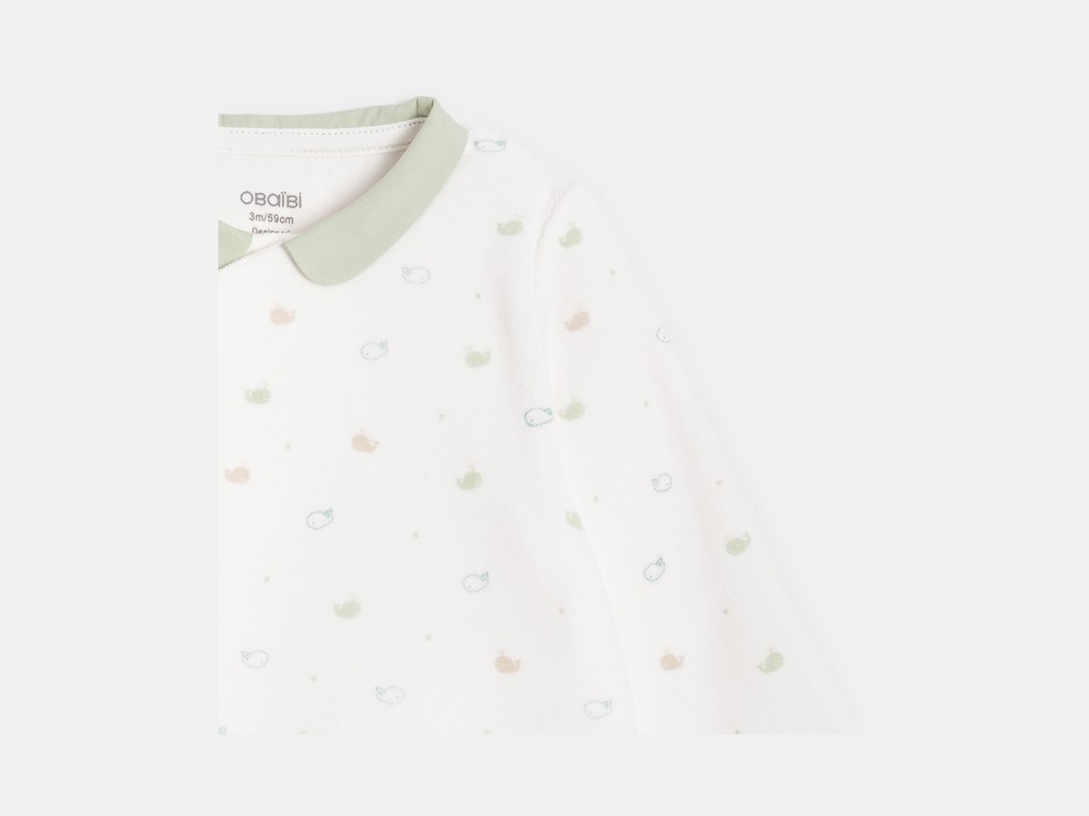 Tutina pigiama in ciniglia bianca neonato 2