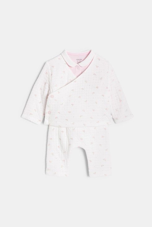 Ensemble rose 3 pièces bébé fille 1