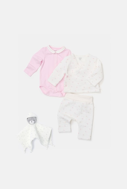 Completo 3 pezzi rosa neonata. 1
