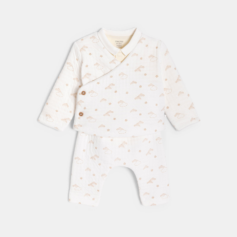 3-teiliges Set in Beige für kleine Jungen und Mädchen.