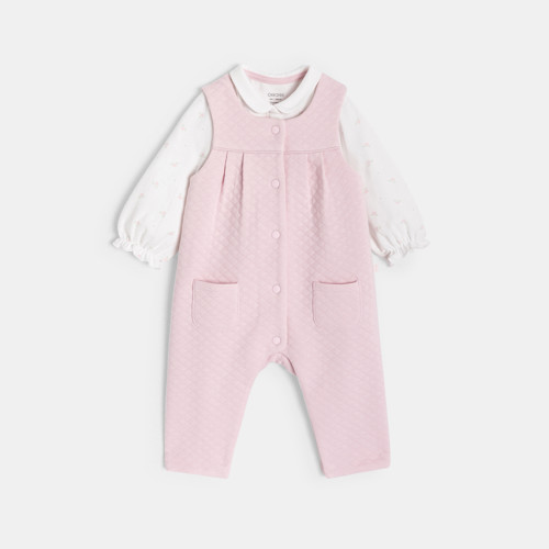 Ensemble Salopette Rose Et Body Imprimé Bébé Fille - Rose Rêve - 6M - OBAIBI