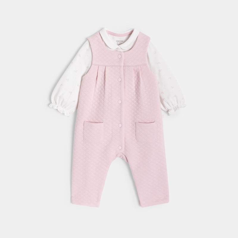 Set mit rosa Latzhose und bedrucktem Body für kleine Mädchen