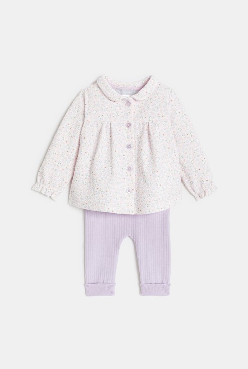 Ljubičasti komplet cvjetnog uzorka za djevojčice 1