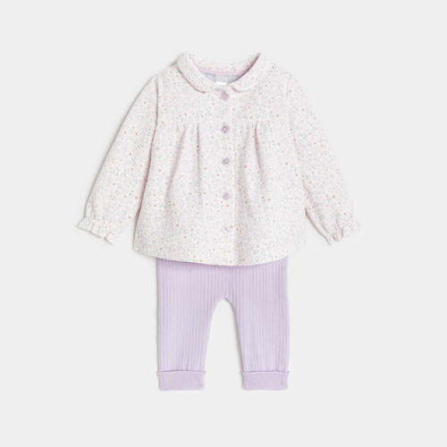 Ensemble Fleuri Violet Bébé Fille - Imprimé Rose - 9M - OBAIBI