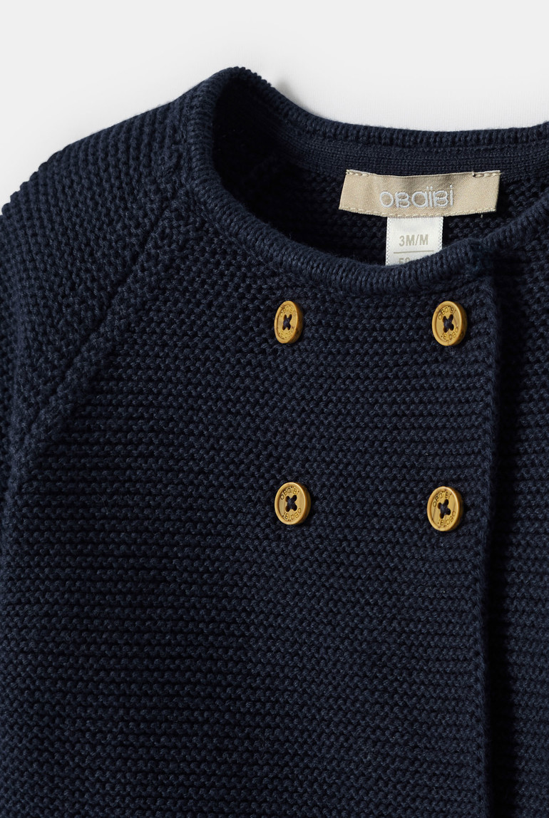 Gilet rose bébé fille - Bleu nuit