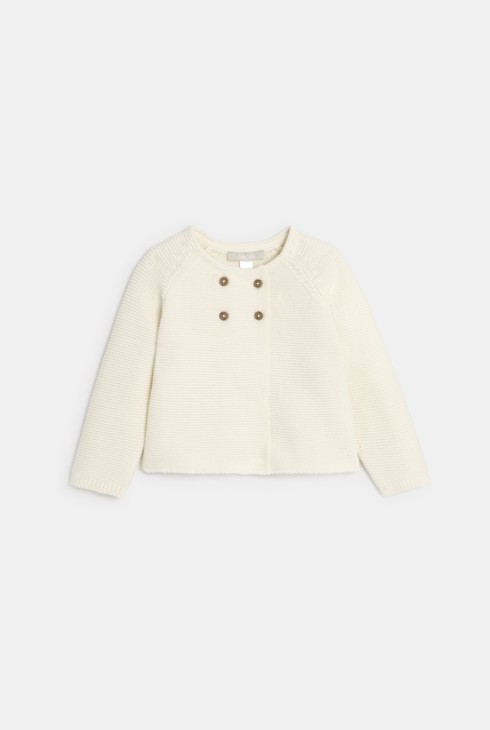 Geknöpfte Strickweste in Weiß für Neugeborene (Unisex) 1