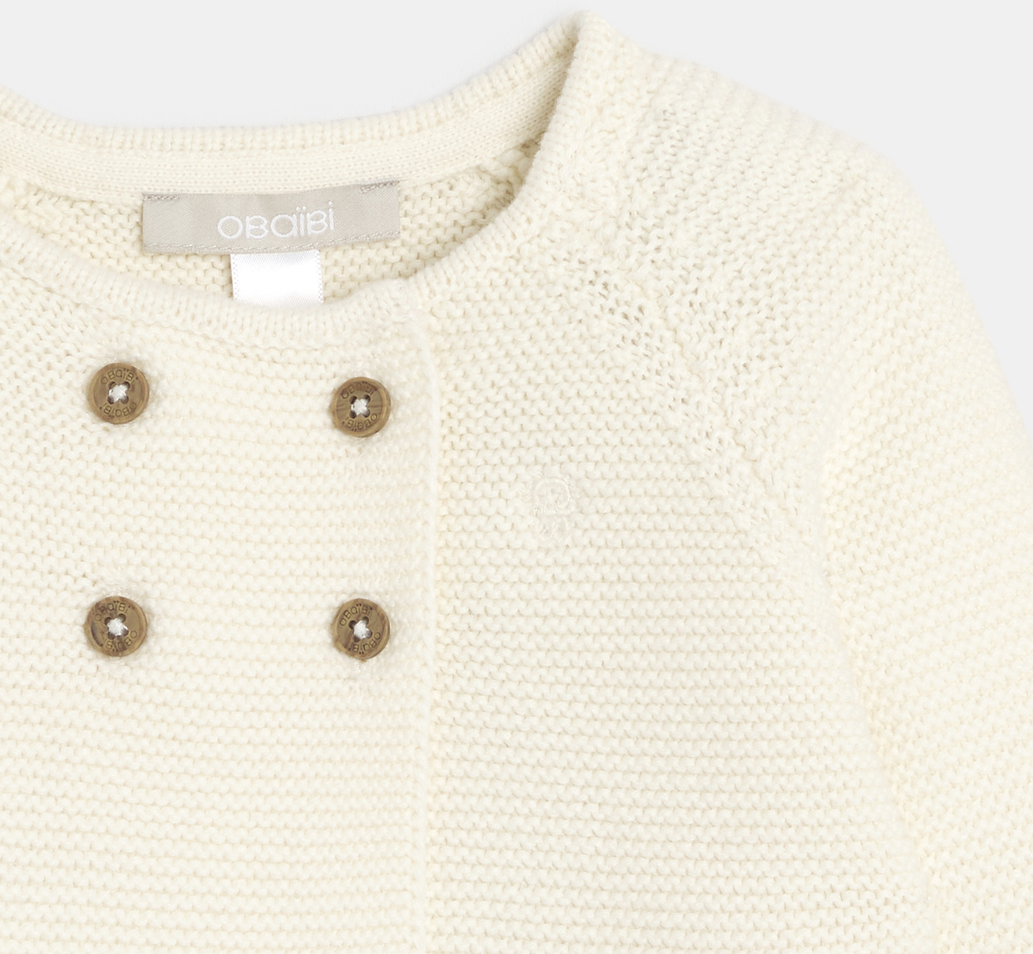 Geknöpfte Strickweste in Weiß für Neugeborene (Unisex) 2