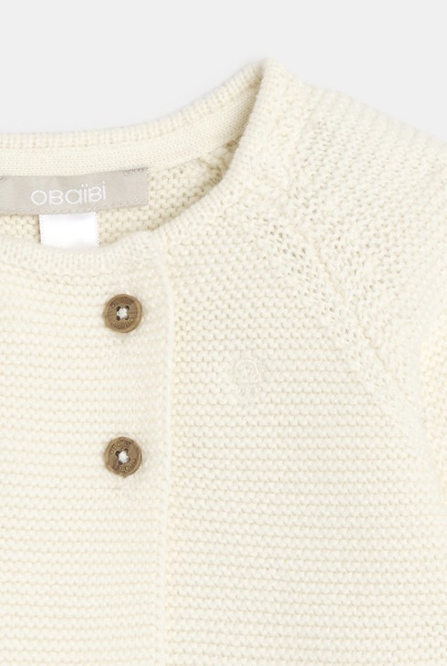 Uniseks bijeli pleteni kardigan s kopčanjem na gumbe za novorođenčad 2