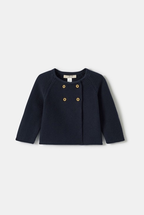 Gilet manches longues bleu nuit bébé fille 1