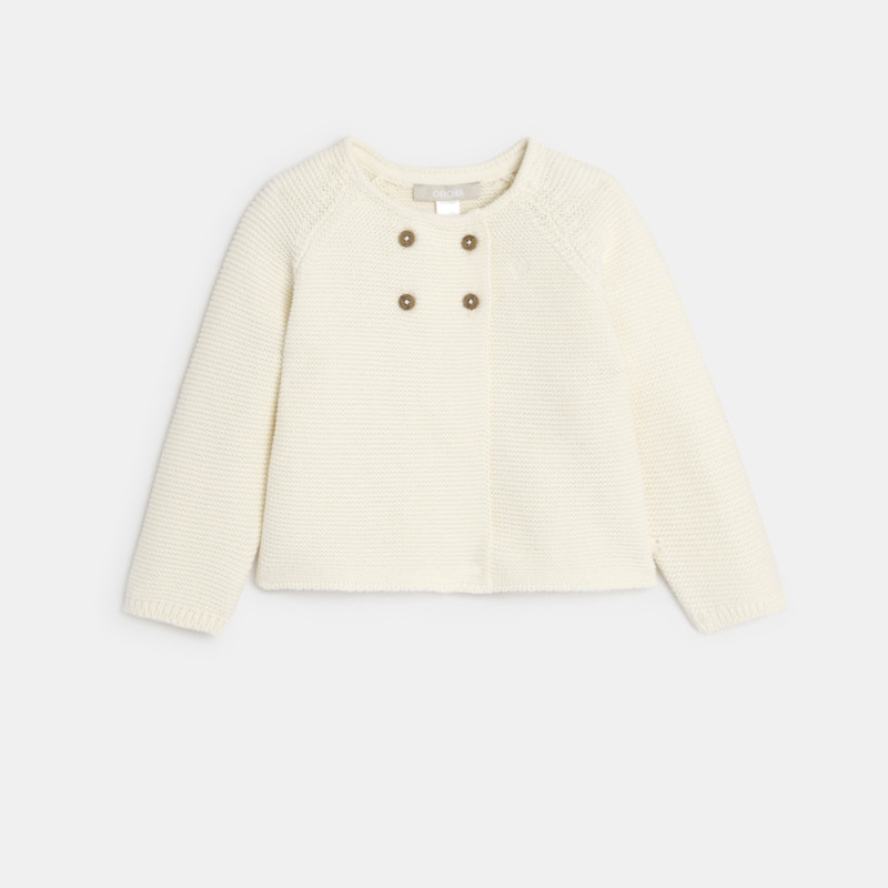 Geknöpfte Strickweste in Weiß für Neugeborene (Unisex)
