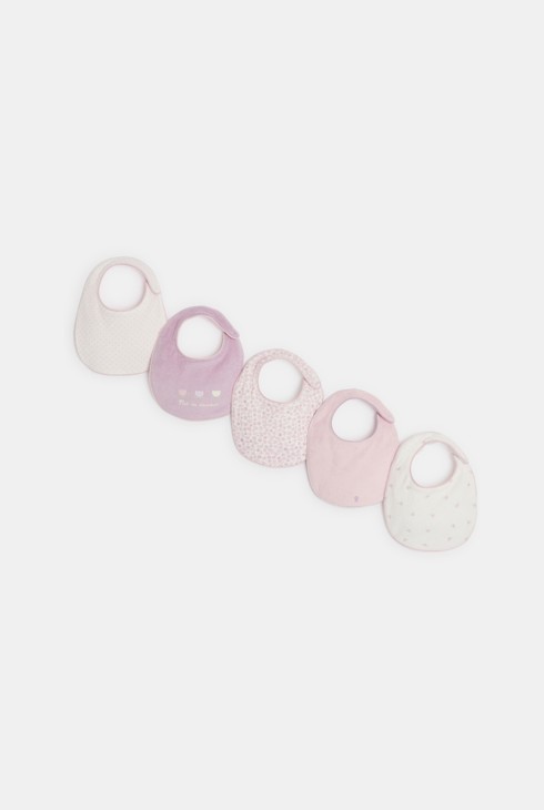 Set di bavaglini rosa con stampa floreale neonata 1