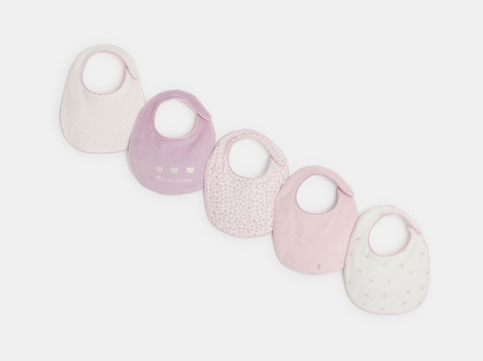 Lot de bavoirs roses imprimé fleuri bébé fille 1