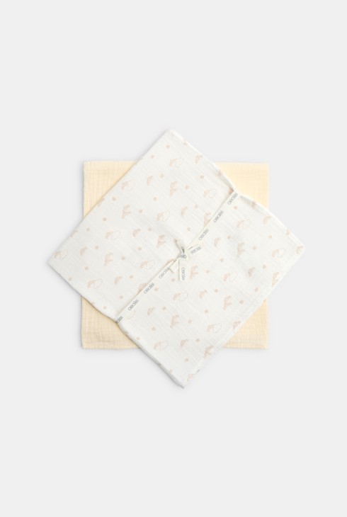 Langes en gaze de coton blanc bébé mixte (lot de 2) 1