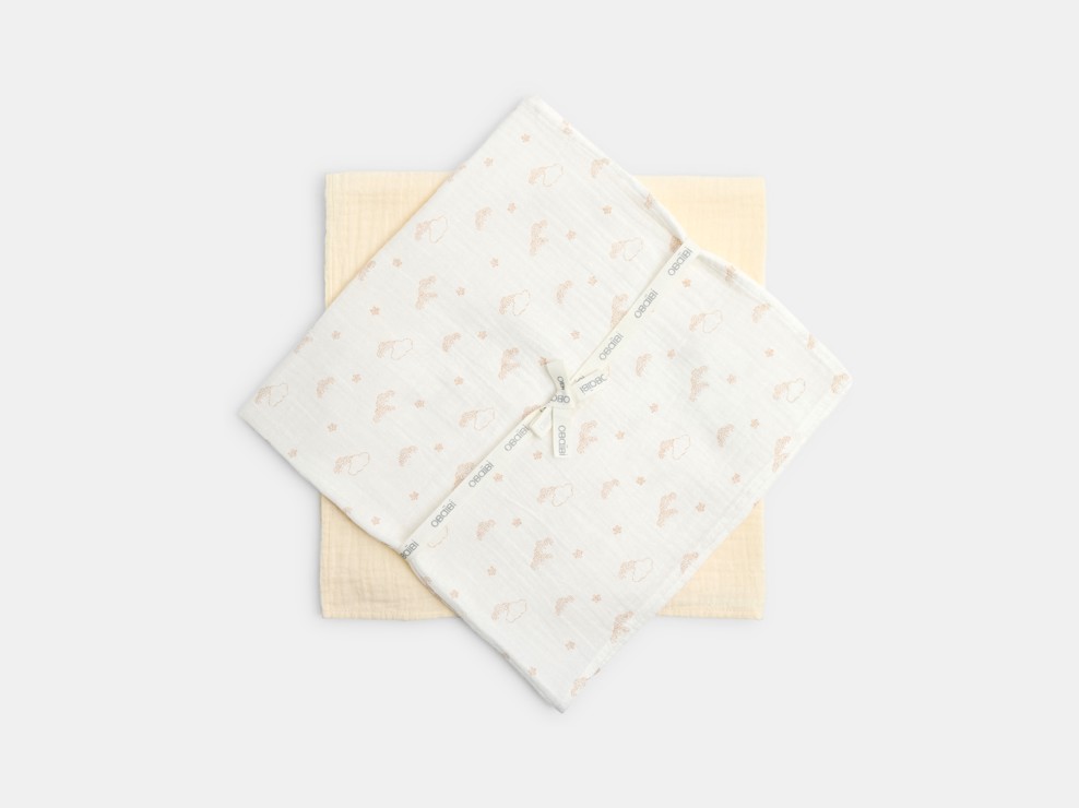 Fasce in garza di cotone bianche unisex per neonato (set di 2) 1